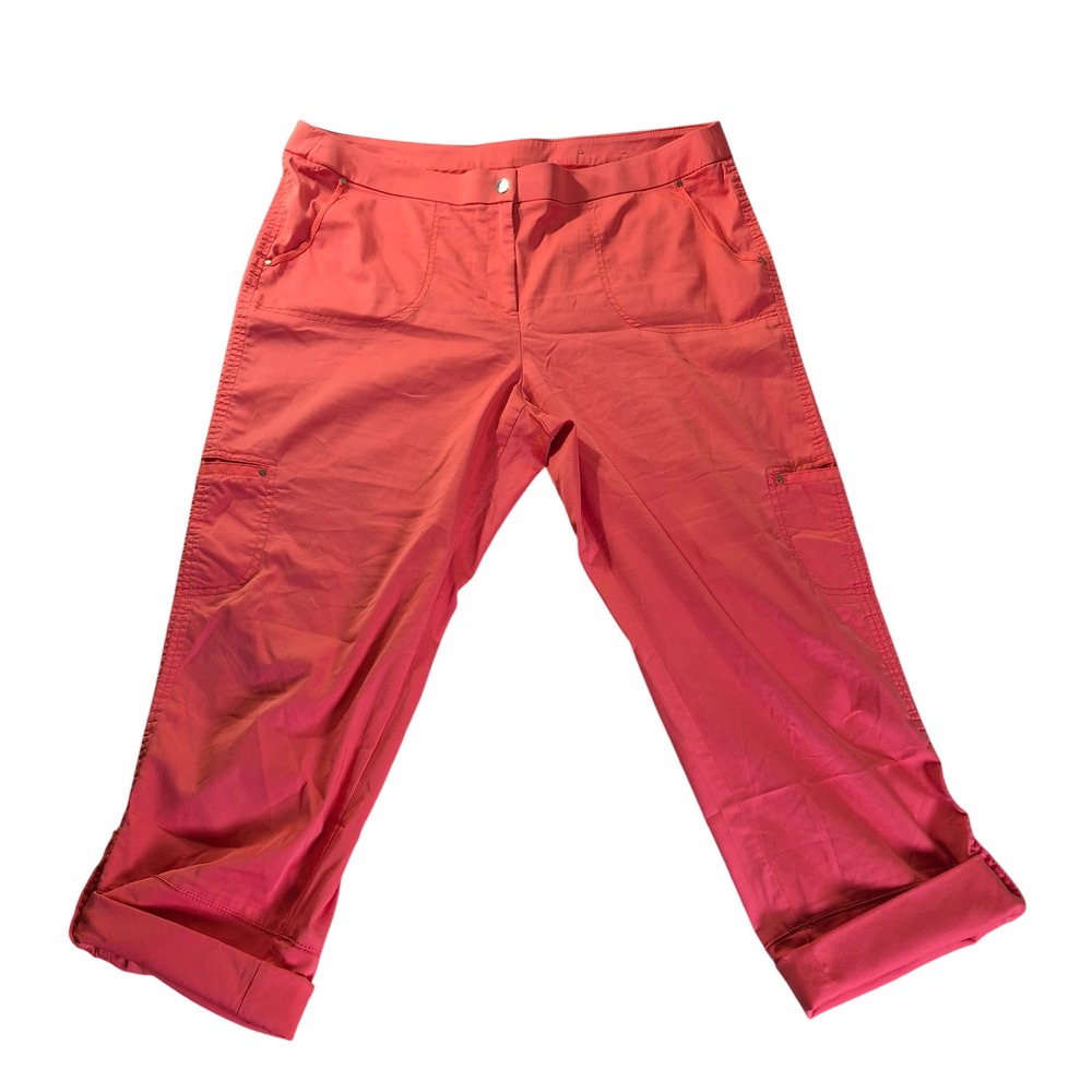 Chico's‎ Crop Pants 570176914 Womens XL Size 3 Plus Size Coral Resort Roll Leg